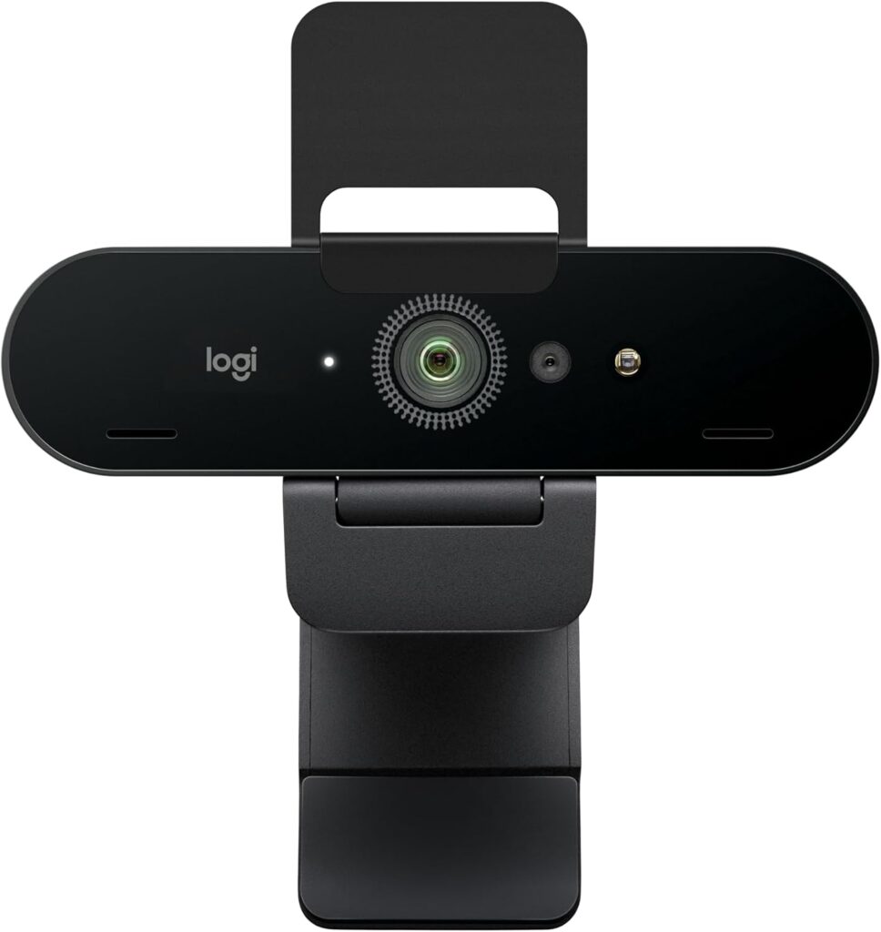 Logitech Brio 4K Webcam, Ultra 4K HD Video Calling, Noise-Canceling mic, HD Auto Light Correction, Wide Field of View, Works with Microsoft Teams, Zoom, Google Voice, PC/Mac/Laptop/Tablet, Black